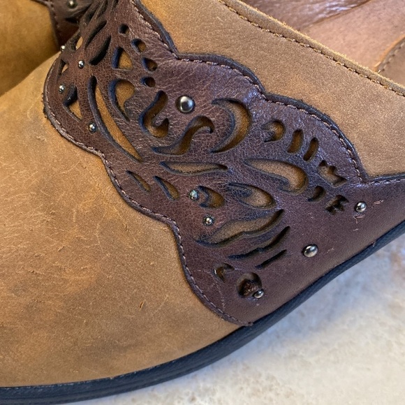 ARIAT Brown Suede Leather Clog Shoes Women’s Size 10 Western Work Cutouts Studs - Picture 5 of 12